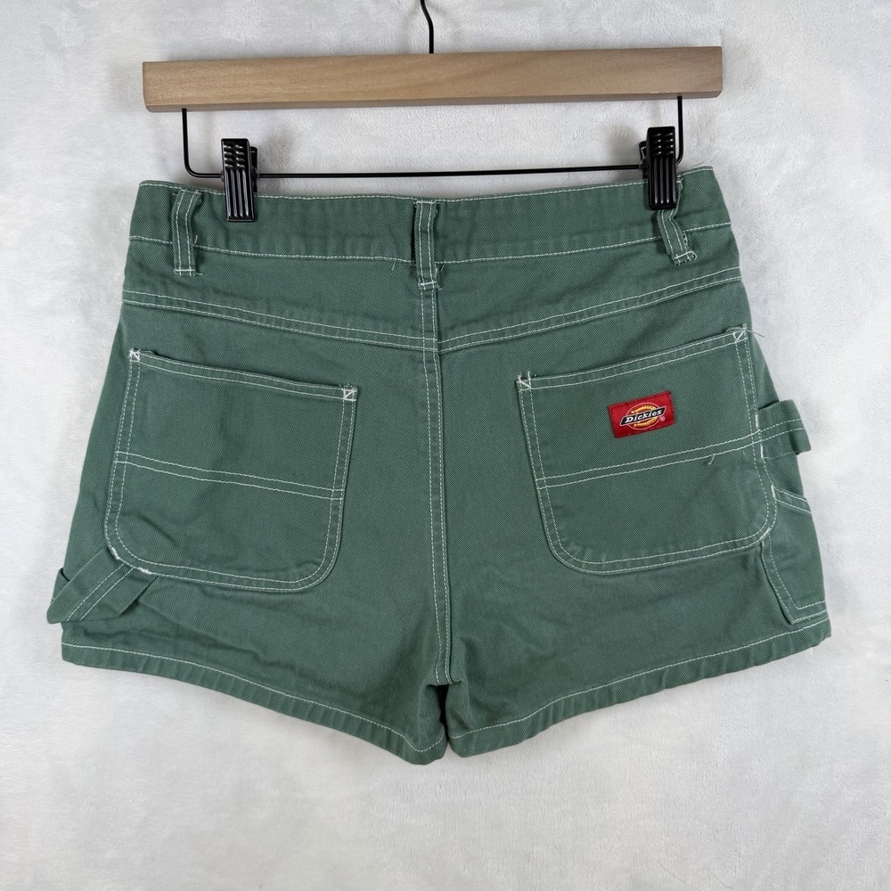 Dickies Womens Shorts Size 1/25 Green Pockets Logo Skate Workwear Carpenter